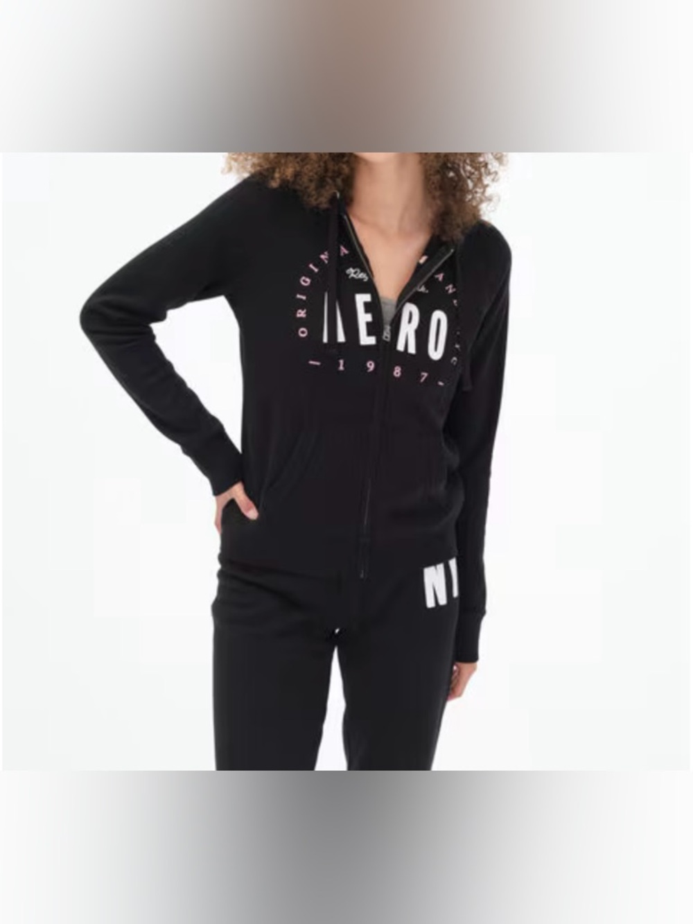 Y2K AEROPOSTALE Women’s Zip Hoodie AERO Original Brand NYC 1987 Blue Size Small